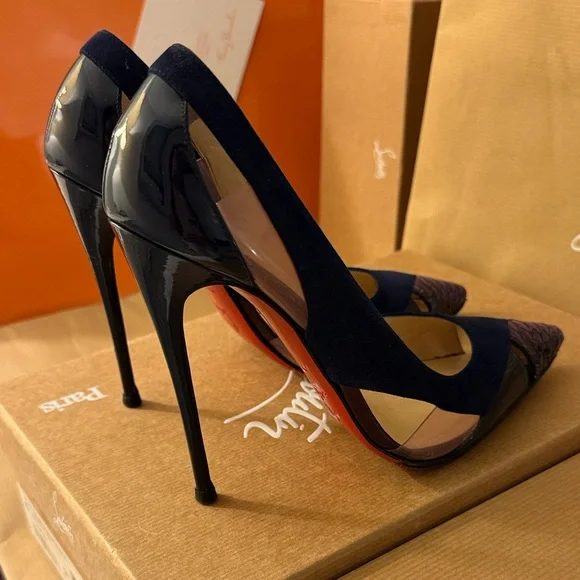 Christian Louboutin Galata 120 Eclipse Watersnake Cap Toe Heels Size 7 RARE - Picture 11 of 17